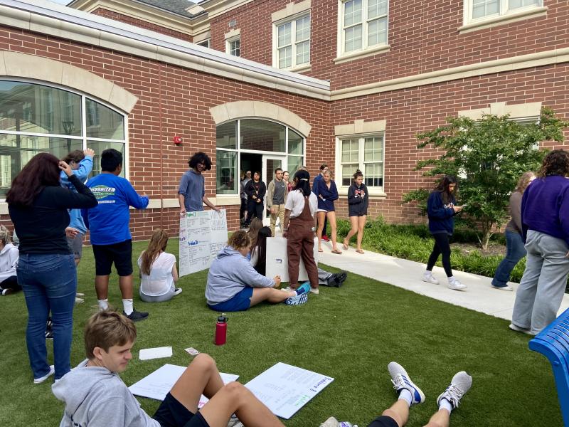 Students from other classes visited the math fair throughout the day to learn about the types of problems they will be tackling in teacher Rony Flechier’s classroom.